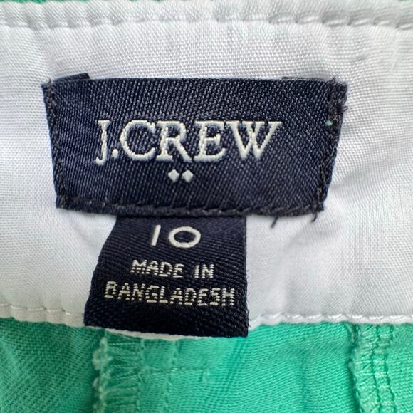 J.CREW Women’s 10  Green Chino Shorts Cotton Slash Pockets Hook & Loop Closure - Picture 2 of 7